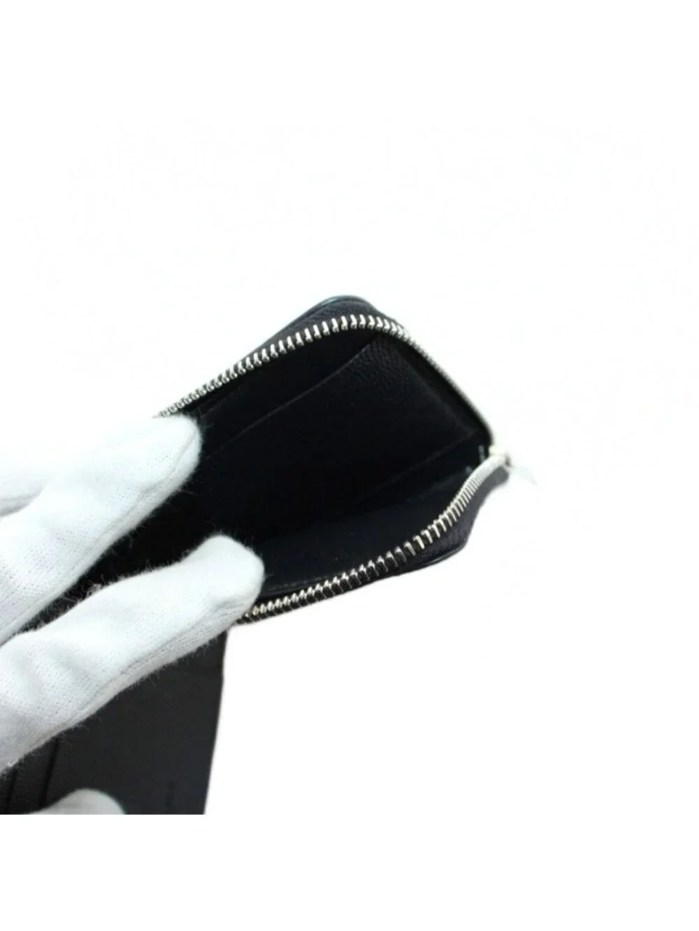 Saint Laurent Paris East West Zip Wallet Bifold Coin Purse Leather Black